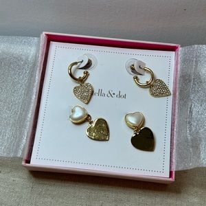 Stella & Dot Convertible Heart Earring Set - NIB